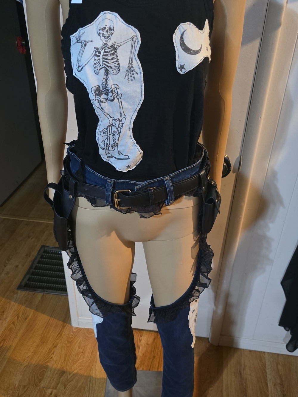 Cowboy Discoball Skeleton Themed Levis Chaps And Matching Top